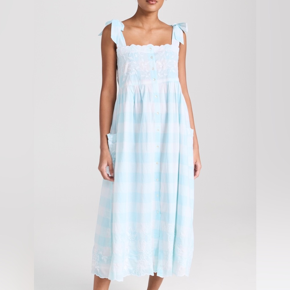 NWT NEW Juliet Dunn Gingham Tie Shoulder Sun Dress Size 2 S/M 4 6 8